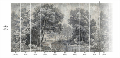 Bois Tranquille Ð Mural Panoramique en Grisaille (Adrian) Traditional | Architectural Wallcoverings