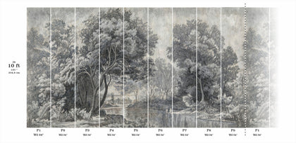 Bois Tranquille Ð Mural Panoramique en Grisaille (Adrian) Traditional | Architectural Wallcoverings