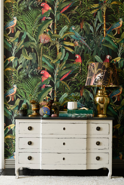 Parrots Of Brasil Anthracite Wallpaper | Mind The Gap