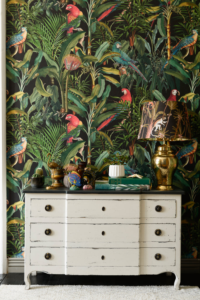 Parrots Of Brasil Anthracite Wallpaper | Mind The Gap