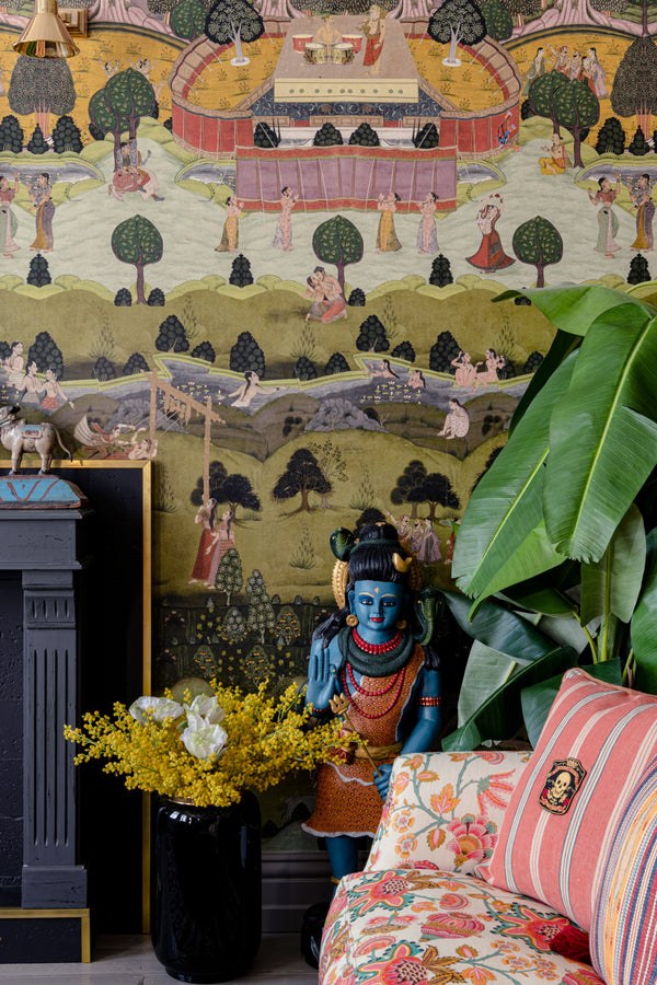 Peace and Music - Taupe, Green, Yellow, Grey, Pink Wallcovering | Mind the Gap