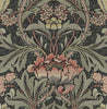 Malibu Acanthus Floral Prepasted Wallpaper - Vintage Floral - Charcoal & Rosewood | Malibu Wallpaper