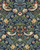 Malibu Fragaria Garden Prepasted Wallpaper - Vintage Animal Print - Midnight Blue | Malibu Wallpaper