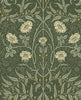Malibu Stenciled Floral Prepasted Wallpaper - Vintage Floral - Evergreen | Malibu Wallpaper