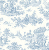 Malibu Chateau Toile Prepasted Wallpaper - Traditional Toile - Blue Bell | Malibu Wallpaper