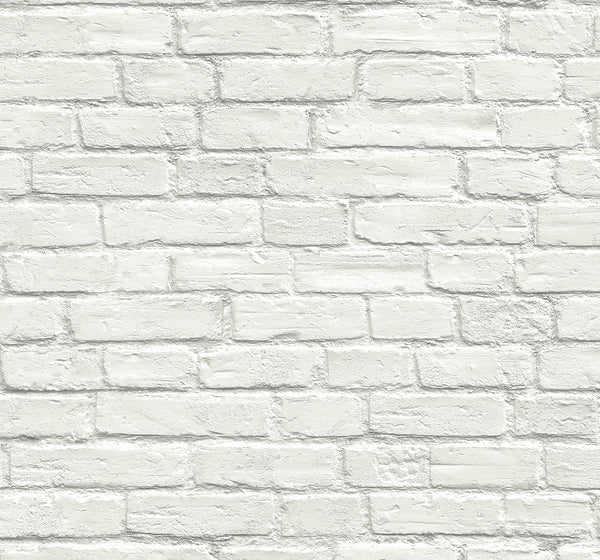 Industrial Faux Brick Prepasted Industrial Brick - Off-White | Architectural Wallcoverings