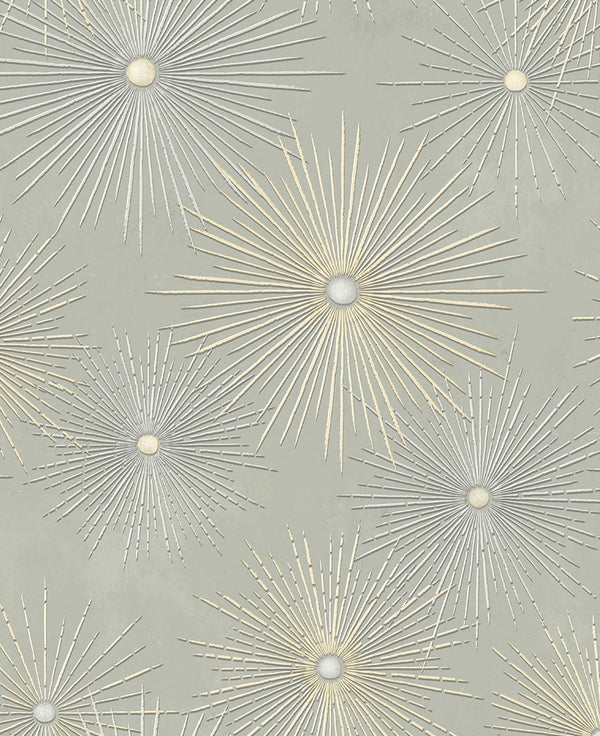 Starburst Geo Prepasted Mid Century Geometric - Smoke | Architectural Wallcoverings