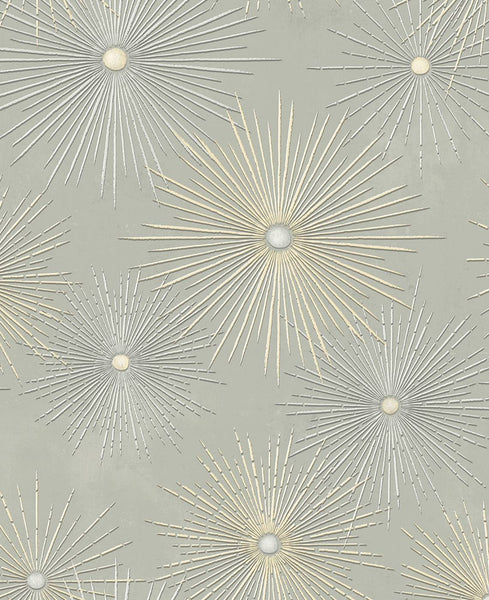 Malibu Starburst Geo Prepasted Wallpaper - Mid Century Geometric - Smoke | Malibu Wallpaper