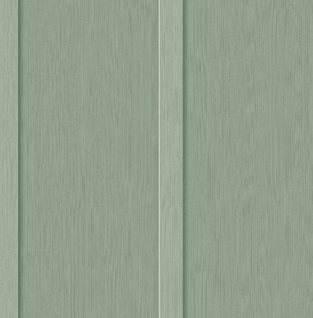 Malibu Faux Board and Batten Prepasted Wallpaper - Farmhouse Wood - Sage Green | Malibu Wallpaper