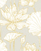 Malibu Lotus Floral Prepasted Wallpaper - Contemporary Floral - Grey & Gold | Malibu Wallpaper