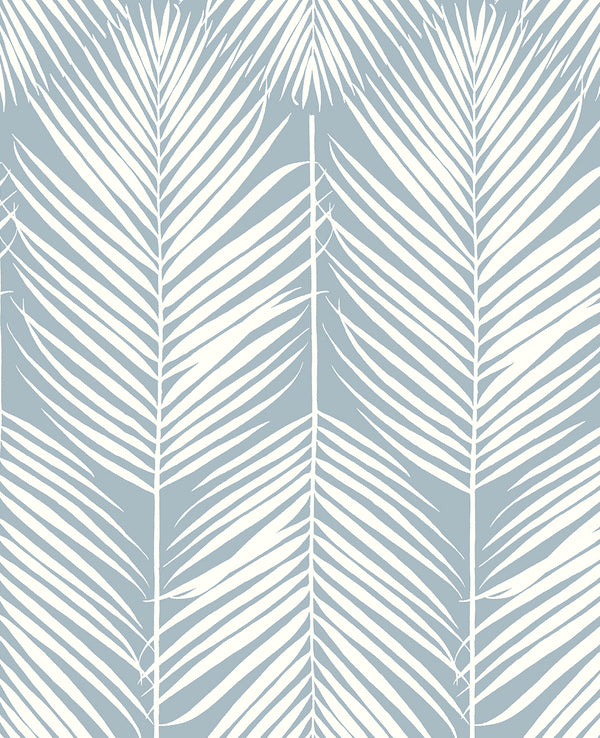 Palm Silhouette Prepasted Coastal Botanical - Light Blue | Architectural Wallcoverings