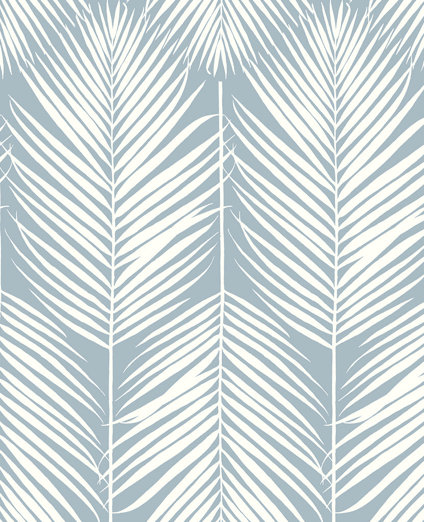 Malibu Palm Silhouette Prepasted Wallpaper - Coastal Botanical - Light Blue | Malibu Wallpaper