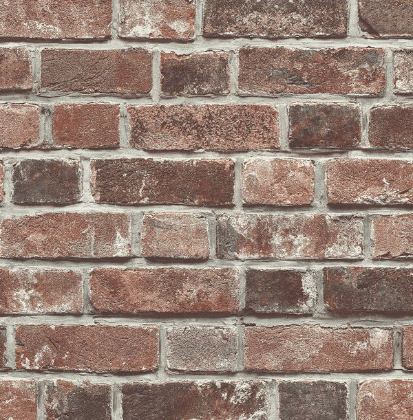 Faux Red Brick Prepasted Industrial Brick - Red & Charcoal | Architectural Wallcoverings