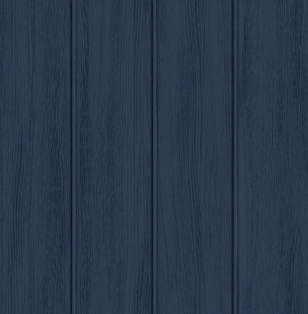 Malibu Faux Wood Panel Prepasted Wallpaper - Coastal Wood - Naval Blue | Malibu Wallpaper