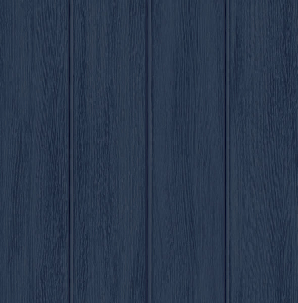 Malibu Faux Wood Panel Prepasted Wallpaper - Coastal Wood - Naval Blue | Malibu Wallpaper