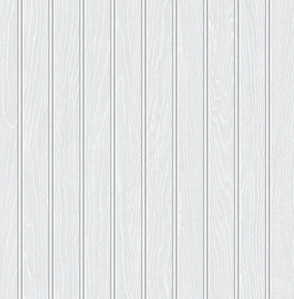 Malibu Faux Beadboard Prepasted Wallpaper - Farmhouse Wood - Pearl Grey | Malibu Wallpaper