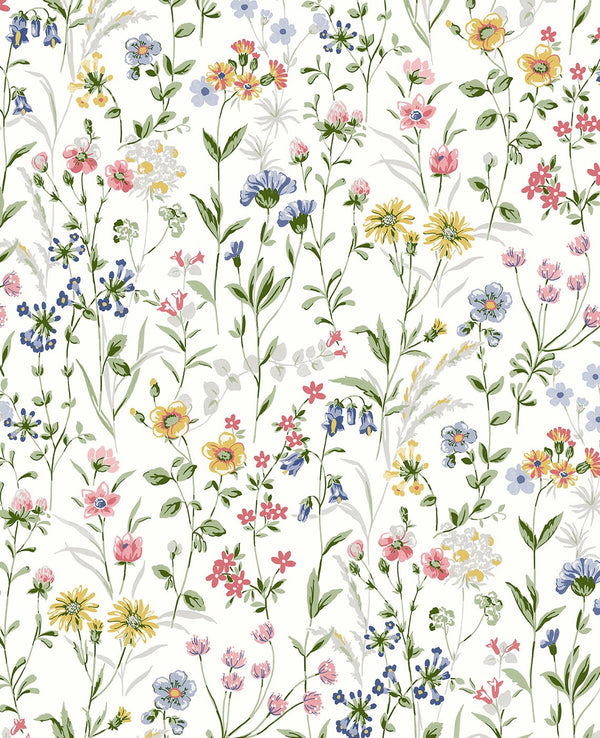 Wildflowers Prepasted Contemporary Floral - Multicolored | Architectural Wallcoverings