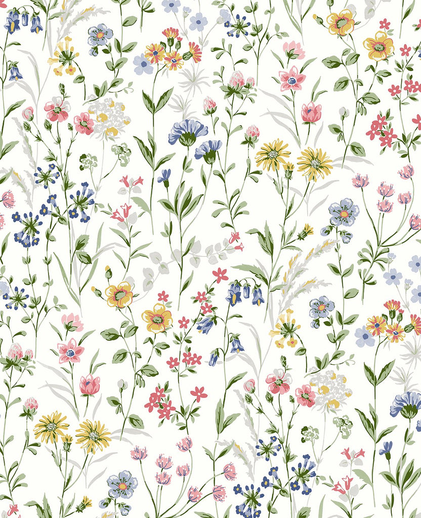 Malibu Wildflowers Prepasted Wallpaper - Contemporary Floral - Multicolored | Malibu Wallpaper