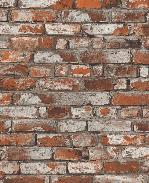 Malibu Tailor Faux Brick Prepasted Wallpaper - Industrial Brick - Spiced Ginger | Malibu Wallpaper