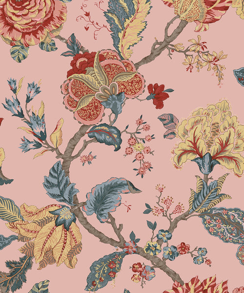 Malibu Lana Jacobean Wallpaper - Traditional Floral - Blush | Malibu Wallpaper