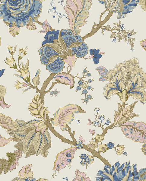 Malibu Lana Jacobean Wallpaper - Traditional Floral - Parchment | Malibu Wallpaper