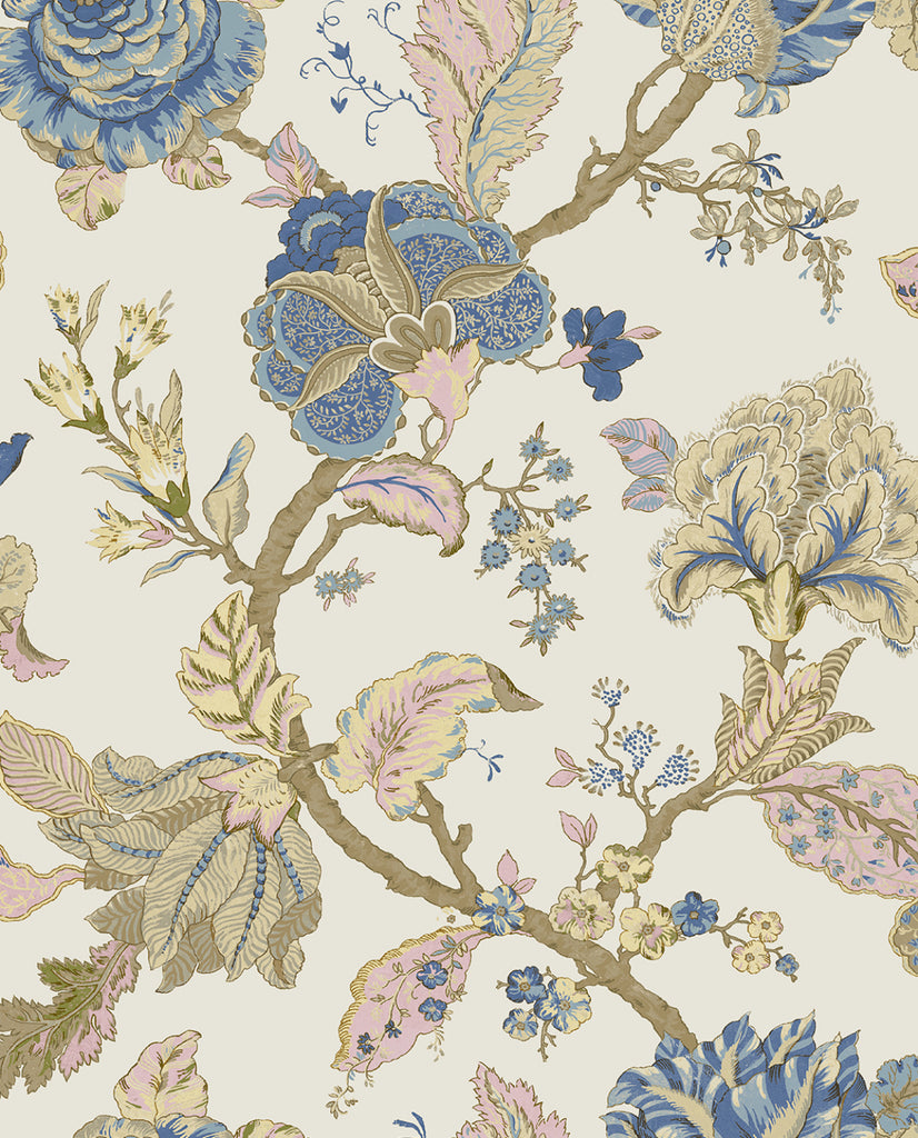 Malibu Lana Jacobean Wallpaper - Traditional Floral - Parchment | Malibu Wallpaper