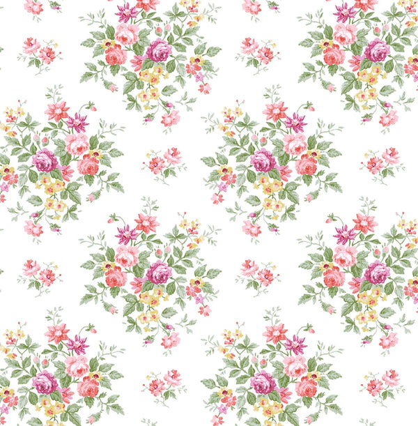 Floral Bouquet Prepasted Traditional Floral - Watermelon & Buttercup | Architectural Wallcoverings