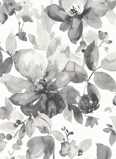 Watercolor Garden Contemporary Floral - Inkwell | Architectural Wallcoverings