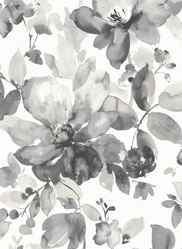 Watercolor Garden Contemporary Floral - Inkwell | Architectural Wallcoverings