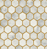 Malibu Faux Hex Tile Wallpaper - Contemporary Tile - Alaska Grey & Metallic Gold | Malibu Wallpaper
