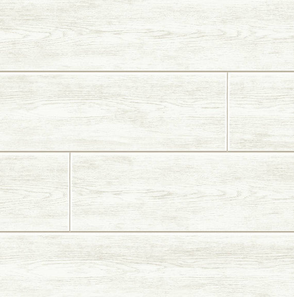 Malibu Coastal Faux Shiplap Wallpaper - Coastal Wood - Alabaster | Malibu Wallpaper