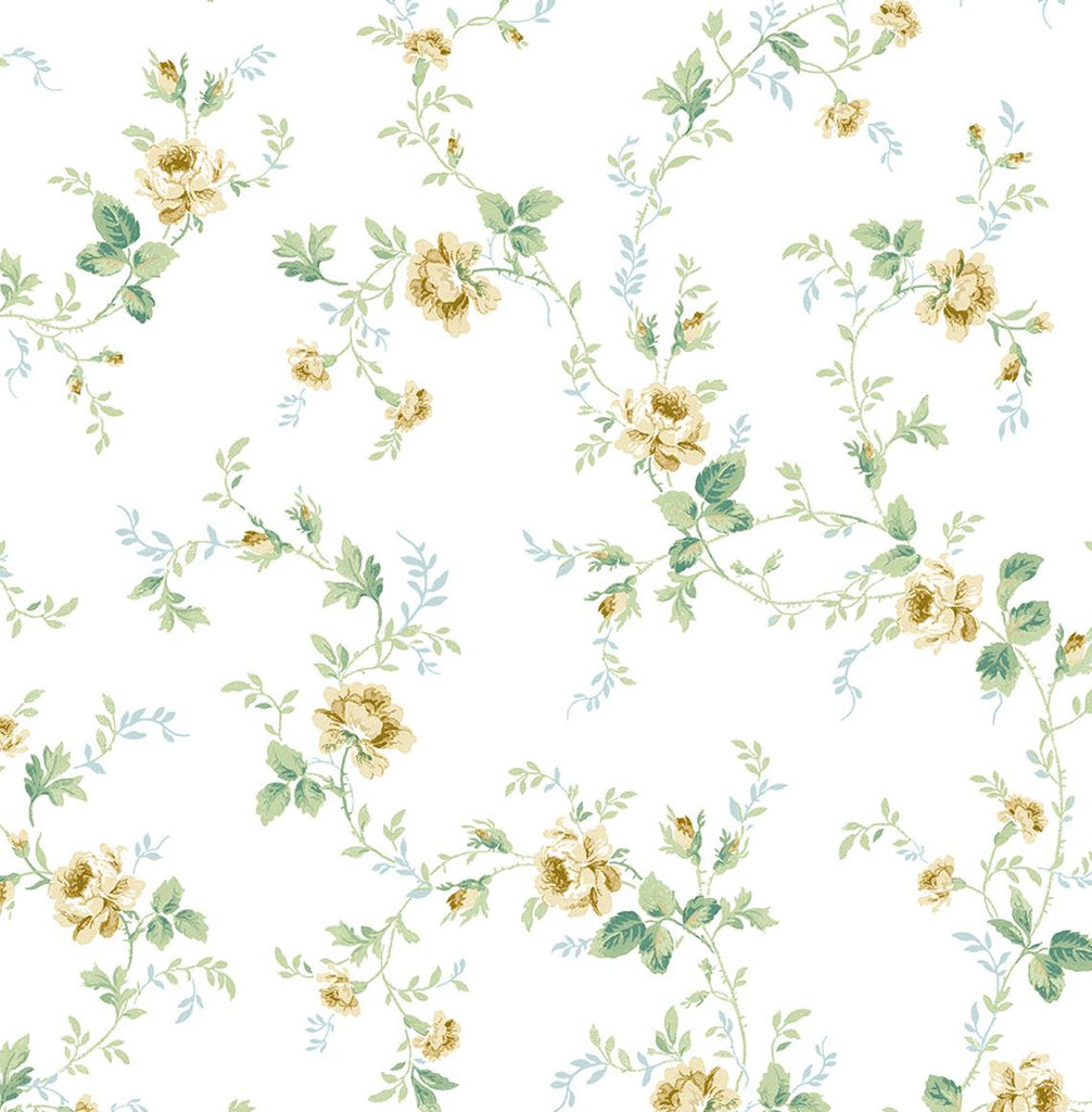 Malibu Meadow Floral Trail Wallpaper - Transitional Floral - Wheatfield & Sage | Malibu Wallpaper