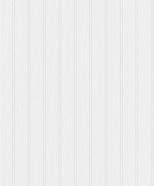 Malibu Faux Beadboard Wallpaper - Contemporary Wood - White | Malibu Wallpaper