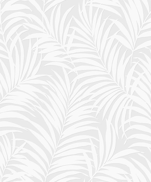 Malibu Tossed Palm Wallpaper - Coastal Palm Leaf - White | Malibu Wallpaper