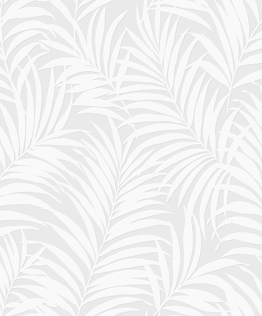 Malibu Tossed Palm Wallpaper - Coastal Palm Leaf - White | Malibu Wallpaper