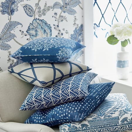 Kalamkari Vine, Blue and White