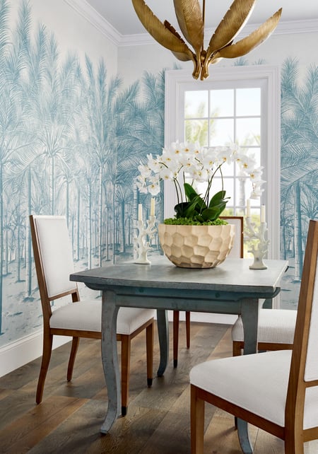 Palm Grove Mural, Light Blue