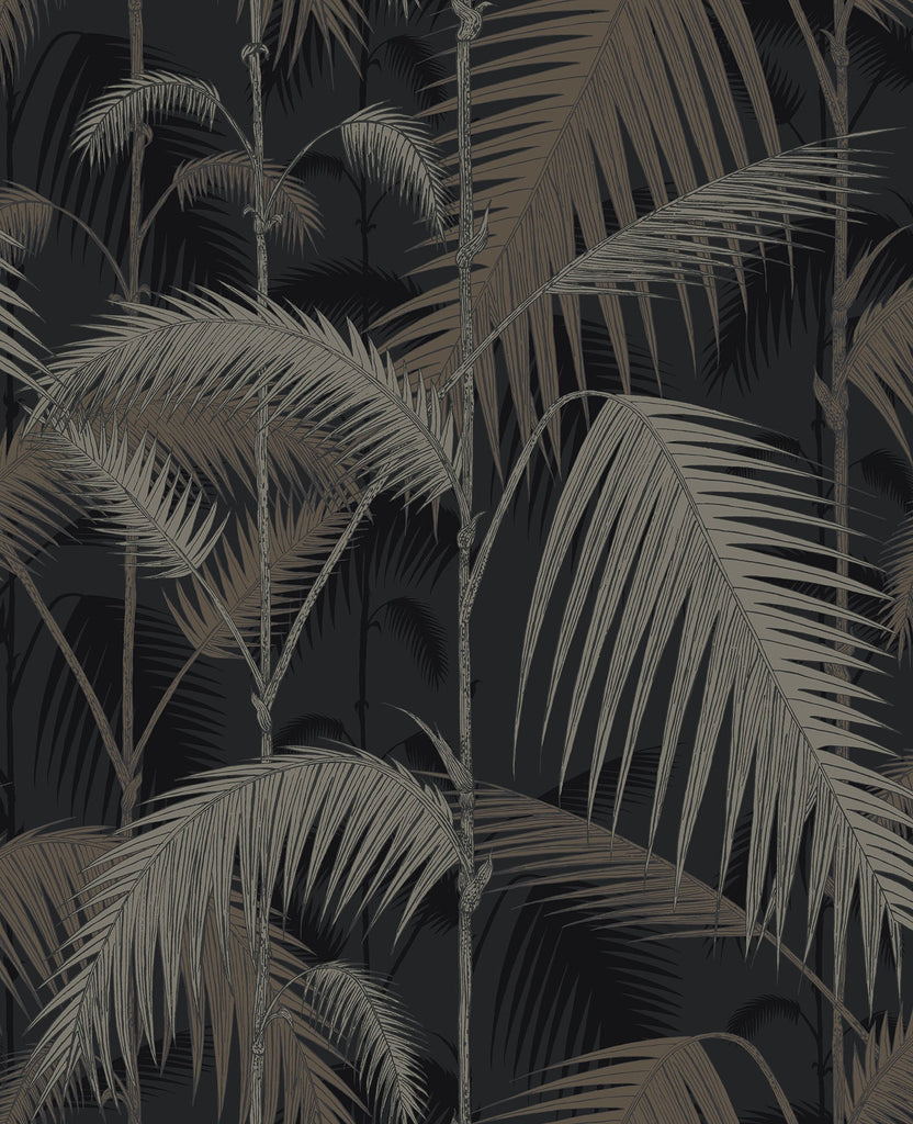 Palm Jungle Metallic Gilver on Charcoal | Cole & Son