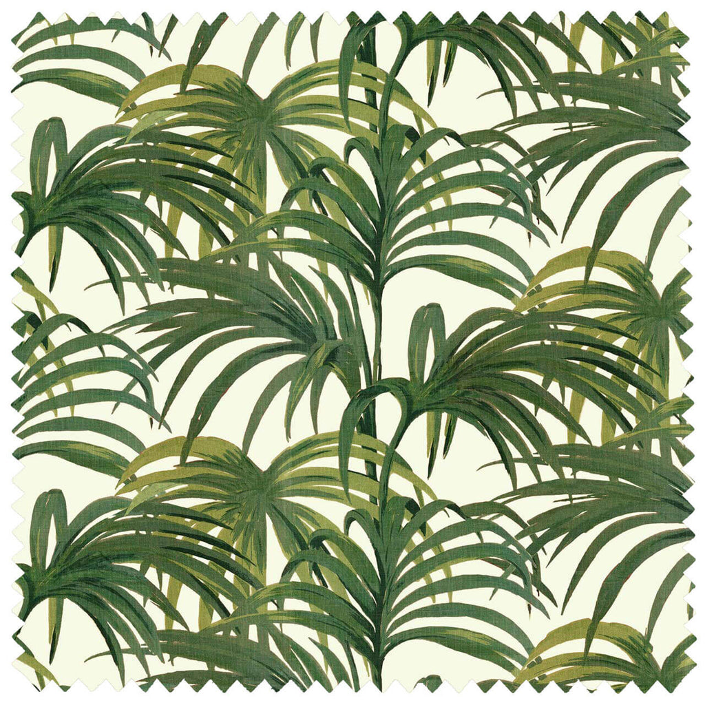 Palmeral Cotton Linen White/Green, Yard
