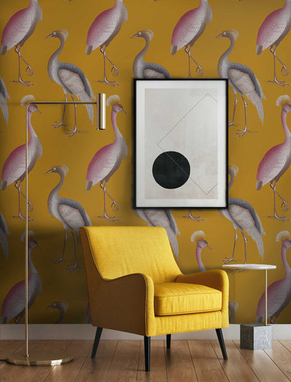 Garzas - Ocre Gold By Gaston Y Daniela | Gaston Serendipia | Animal/Insects Wallcovering Print