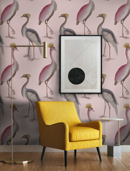 Garzas - Rosa Pink By Gaston Y Daniela | Gaston Serendipia | Animal/Insects Wallcovering Print
