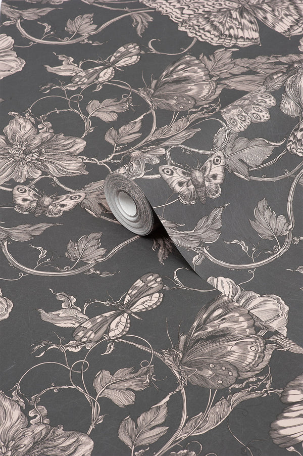 Papillon Black Tea | Timorous Beasties Wallcovering
