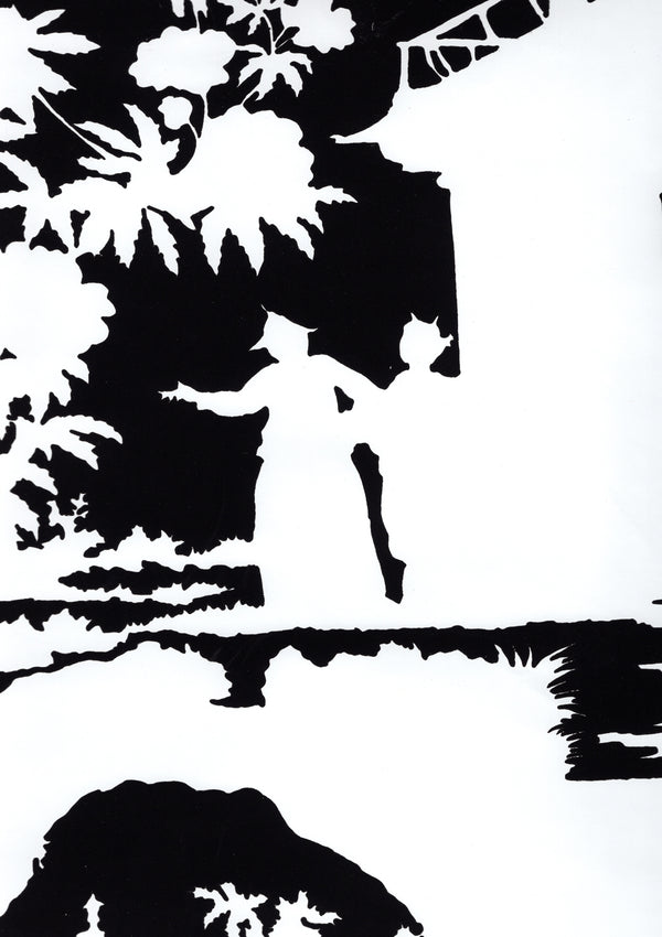Paradise Background Black on White Matte Screen Printed | China Seas