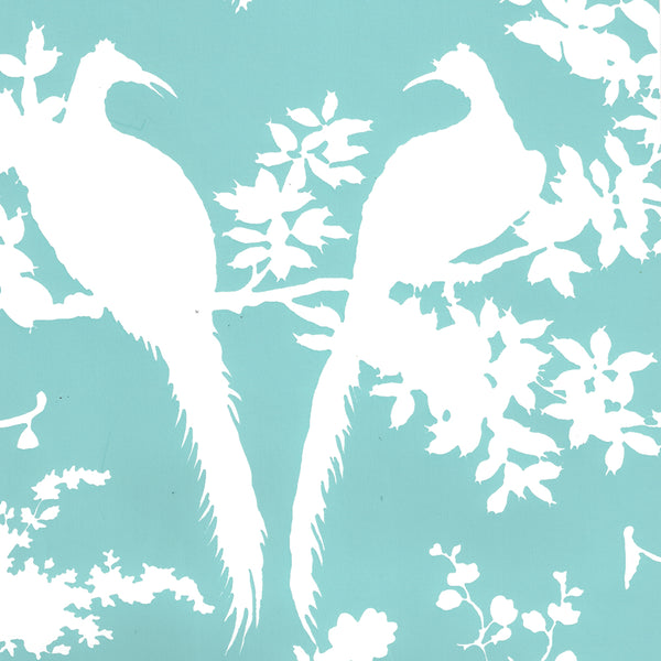 Paradise Background Turquoise on White Screen Printed | China Seas