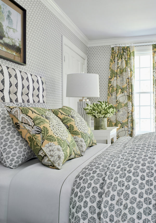 Mitford Yellow Printed Fabric | Thibaut