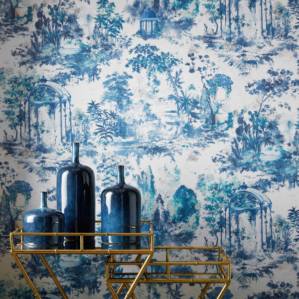 Pavilion Lupin - Blue Wallcovering | 1838 Wallcoverings