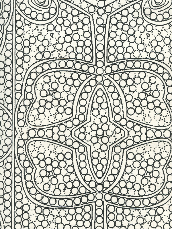 Persia Black_on_almost_white Screen Printed - Cream Wallcovering | China Seas