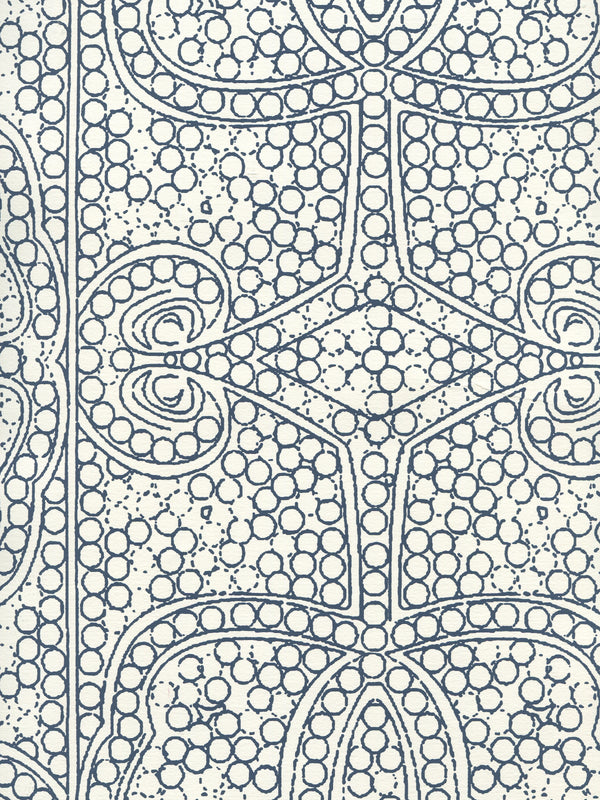 Persia Navy_on_almost_white Screen Printed - Cream Wallcovering | China Seas
