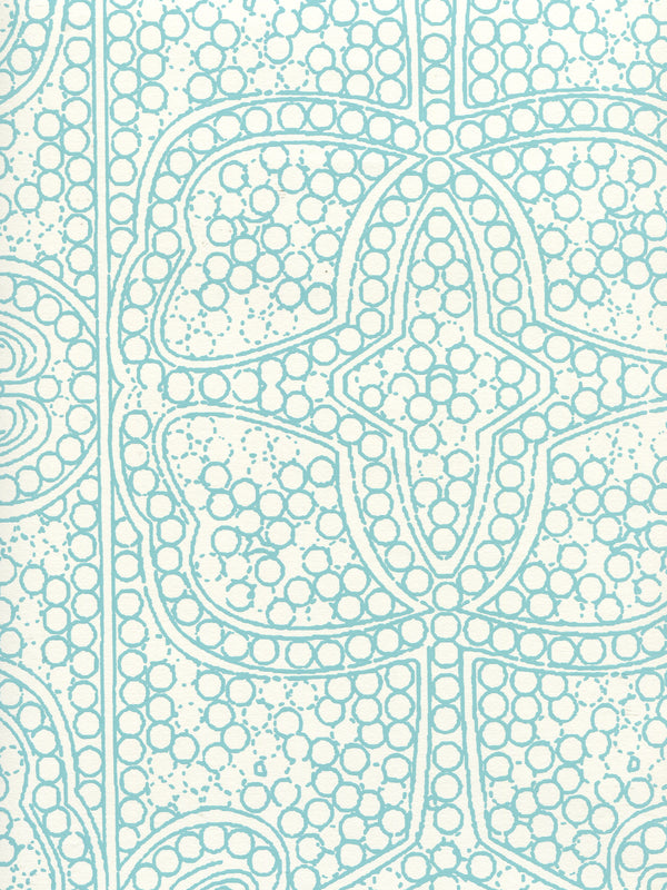 Persia Turquoise_on_Almost_White Screen Printed | China Seas