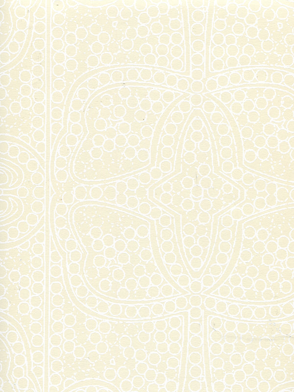 Persia White_on_tan Screen Printed - Cream Wallcovering | China Seas